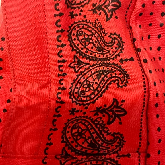 Coach #34855 Red Black Bandit Printed Canvas Campus Backpack